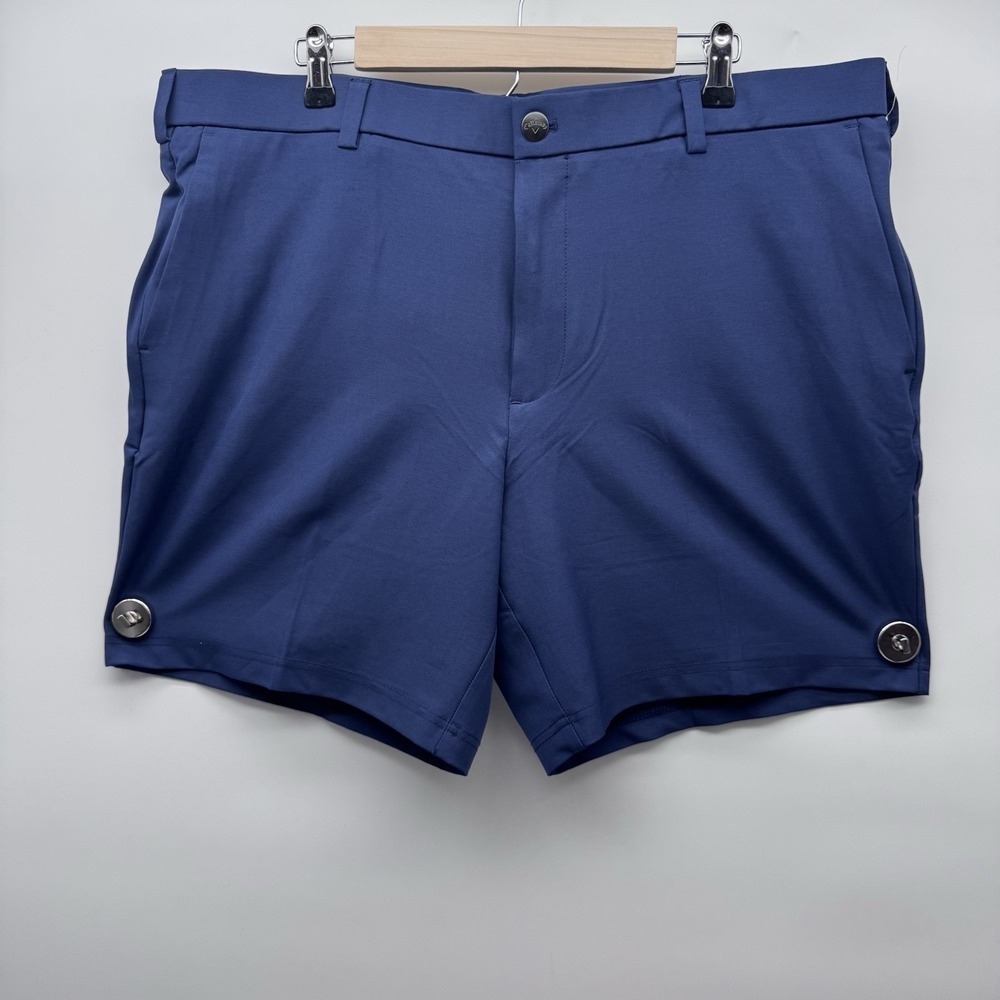 Callaway Men's 40 Flat Front Solid Golf Shorts Opti Dri Stretch Blue